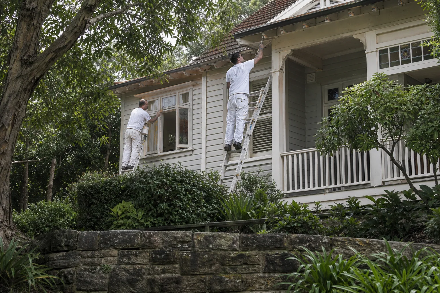 Painter restoring a Belmont character villa